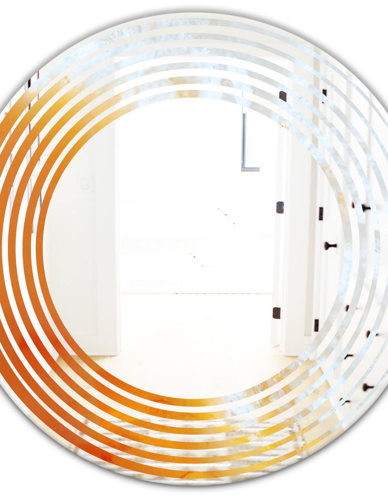 DesignQ True Yellow Stone - Modern Round Or Oval Wall Mirror - Wave