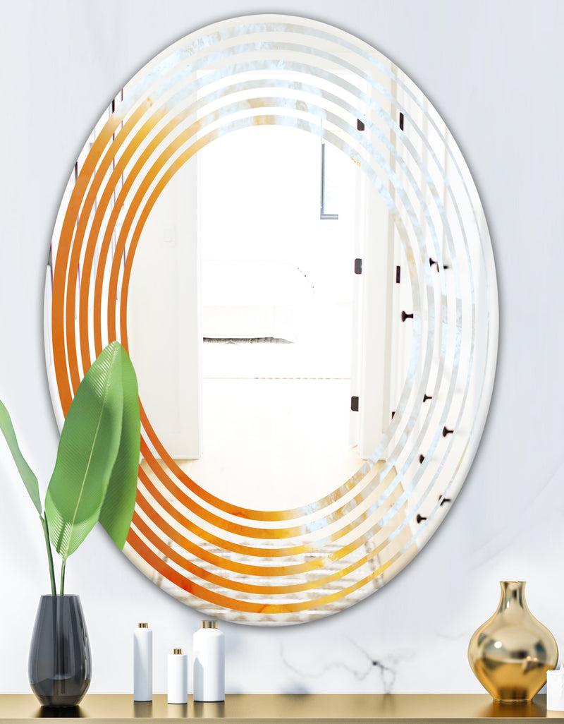 DesignQ True Yellow Stone - Modern Round Or Oval Wall Mirror - Wave
