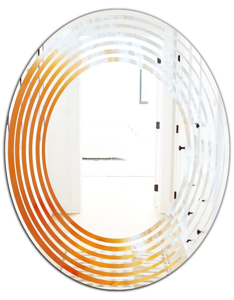 DesignQ True Yellow Stone - Modern Round Or Oval Wall Mirror - Wave
