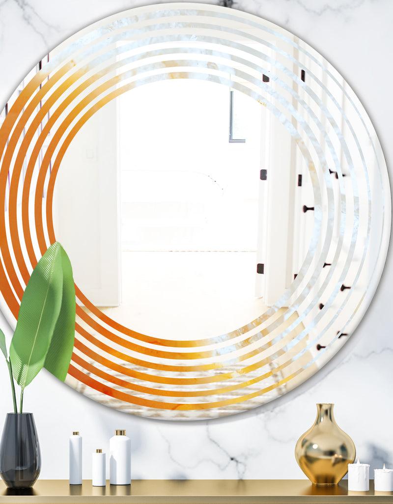 DesignQ True Yellow Stone - Modern Round or Oval Wall Mirror - Wave
