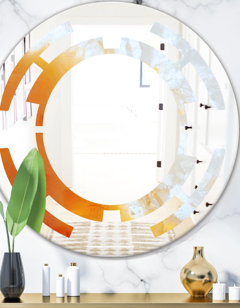 DesignQ True Yellow Stone - Modern Round or Oval Wall Mirror - Space