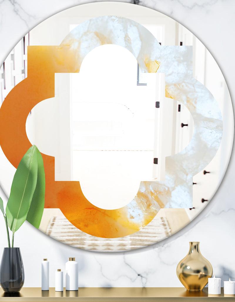 DesignQ True Yellow Stone - Modern Round or Oval Wall Mirror - Quatrefoil