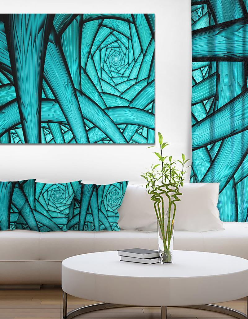 DesignQ Turquoise Fractal Endless Tunnel - Large Glossy Canvas Art Print