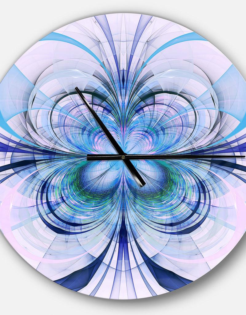 DesignQ Turquoise Fractal Flower Pattern - Oversized Modern Wall CLock