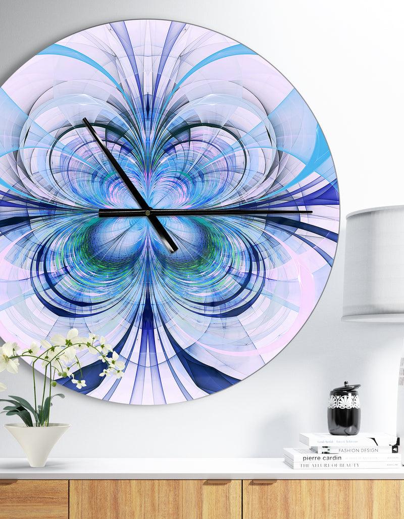 DesignQ Turquoise Fractal Flower Pattern - Oversized Modern Wall CLock
