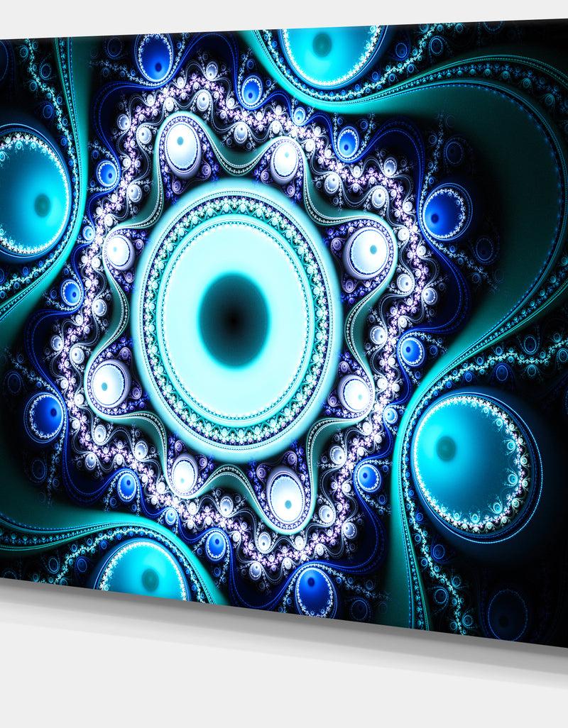 DesignQ Turquoise Fractal Pattern With Circles - Large Wall Art On Canvas