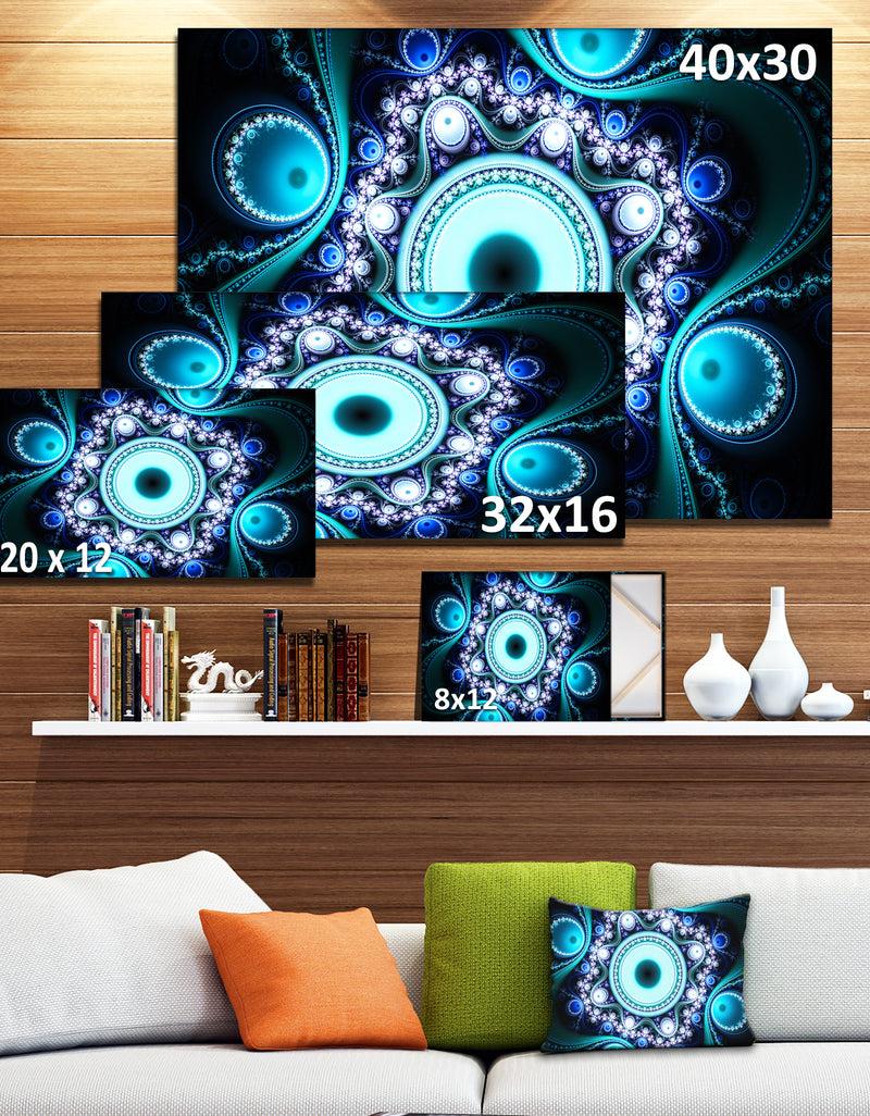 DesignQ Turquoise Fractal Pattern With Circles - Large Wall Art On Canvas