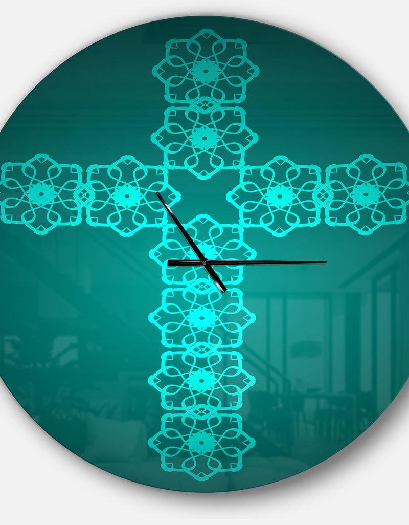 DesignQ Turquoise Holy Cross - Oversized Contemporary Wall CLock