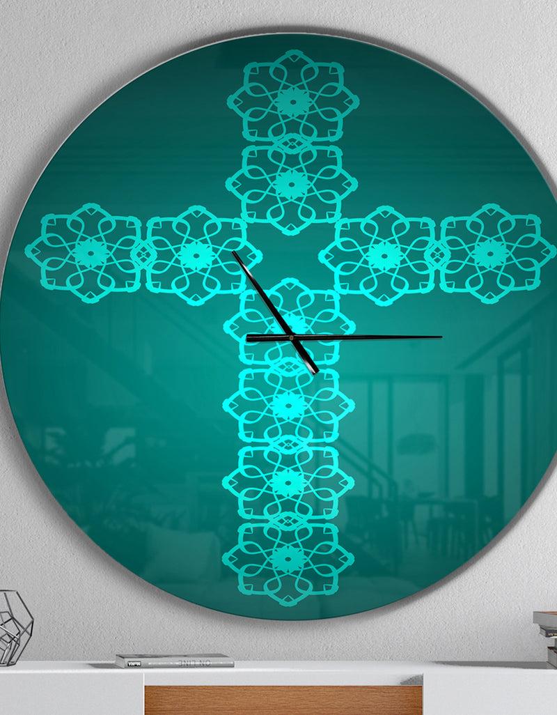 DesignQ Turquoise Holy Cross - Oversized Contemporary Wall CLock