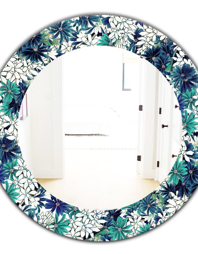 DesignQ Turquoise Of Flowers - Traditional Mirror - Oval Or Round Wall Mirror