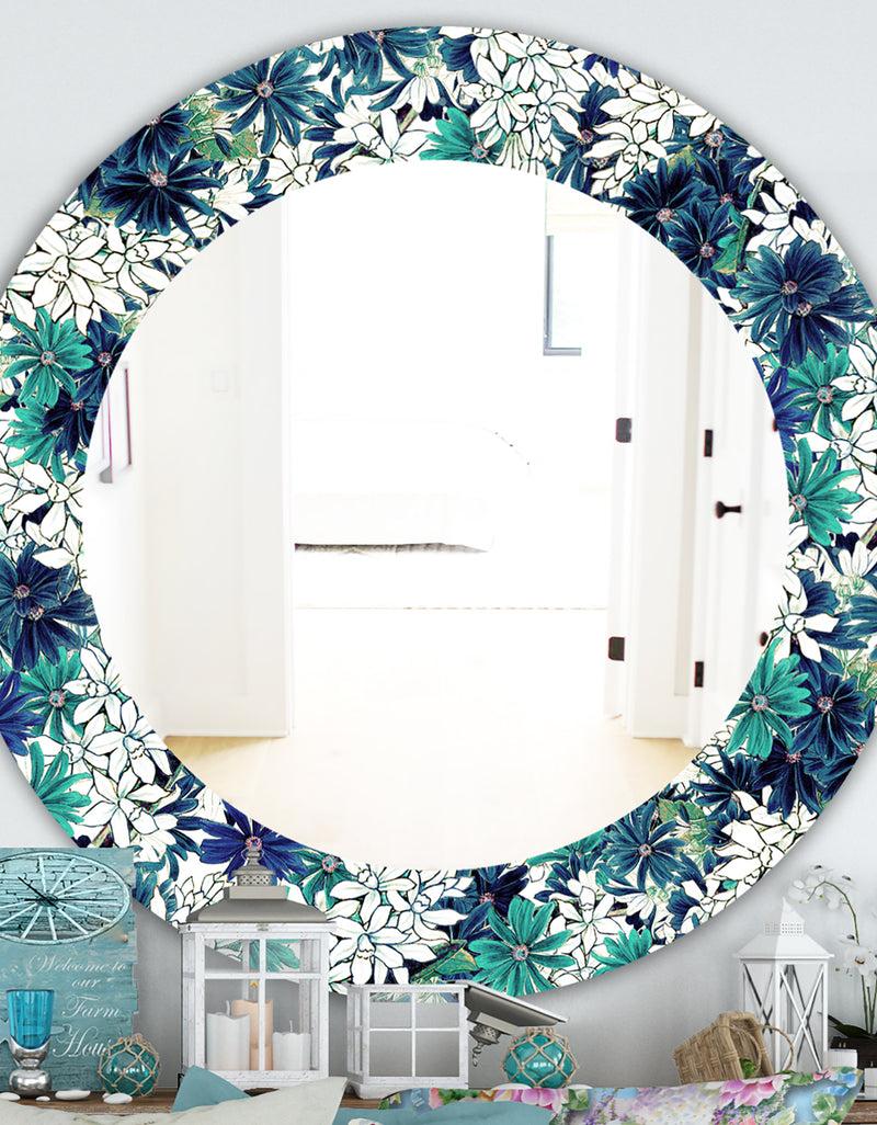 DesignQ Turquoise Of Flowers - Traditional Mirror - Oval or Round Wall Mirror
