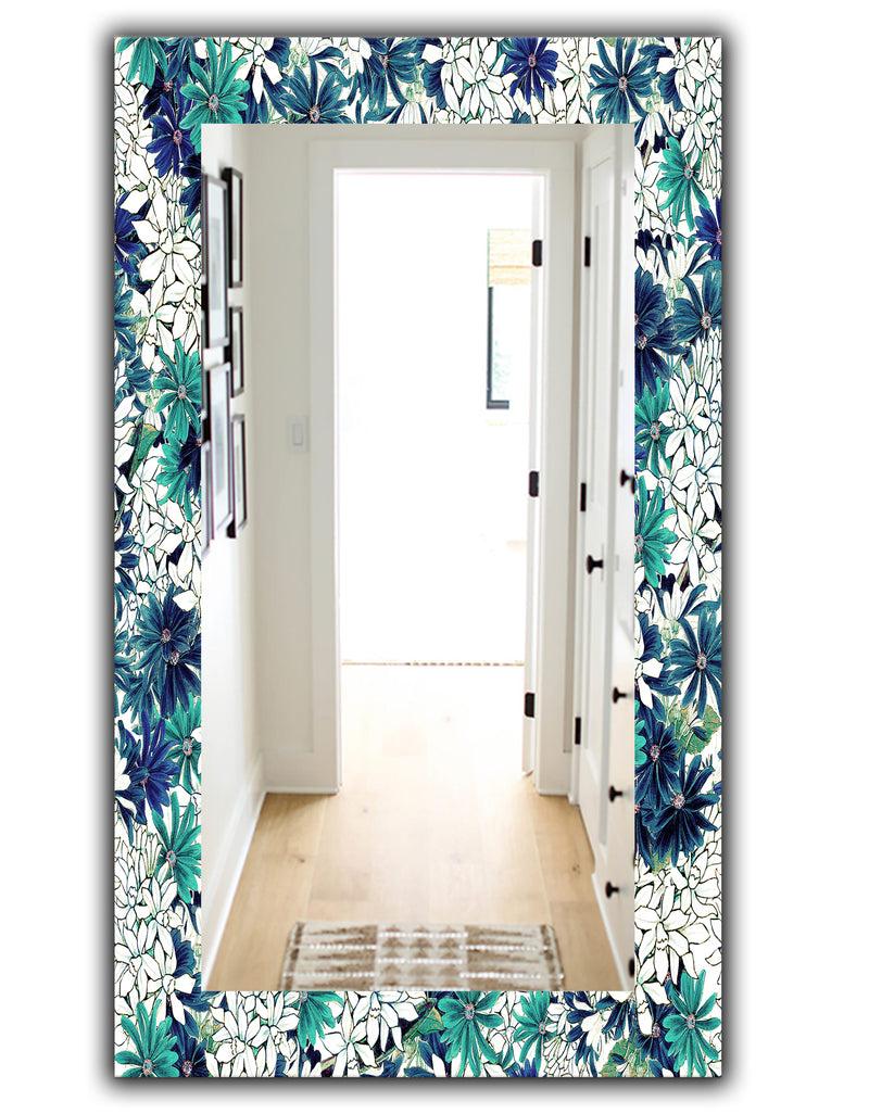 DesignQ Turquoise Of Flowers - Traditional Mirror - Wall Mirror