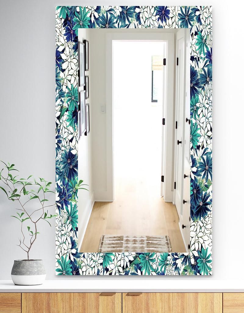 DesignQ Turquoise Of Flowers - Traditional Mirror - Wall Mirror