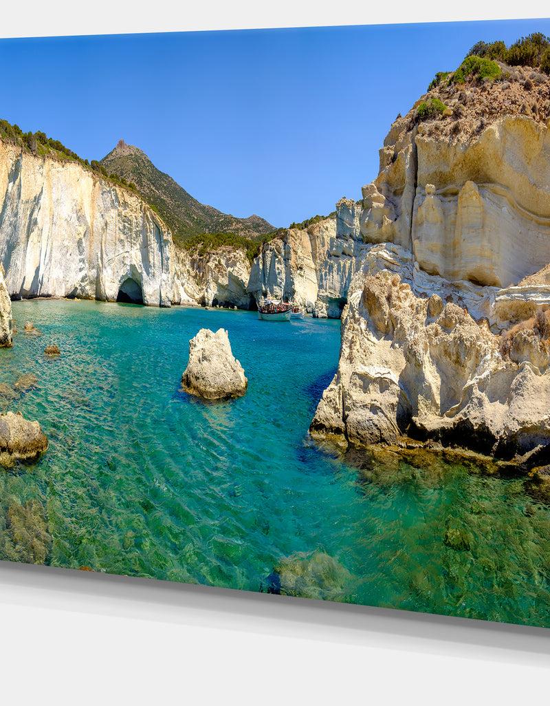 DesignQ Turquoise Water Beach Panorama - Extra Large Seashore Canvas Art
