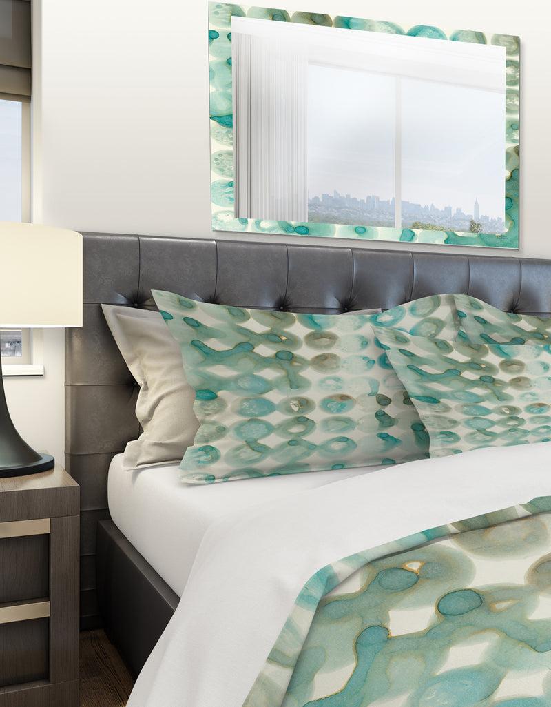 DesignQ Turquoise Watercolor Geometrical I - Geometric Duvet Cover Set