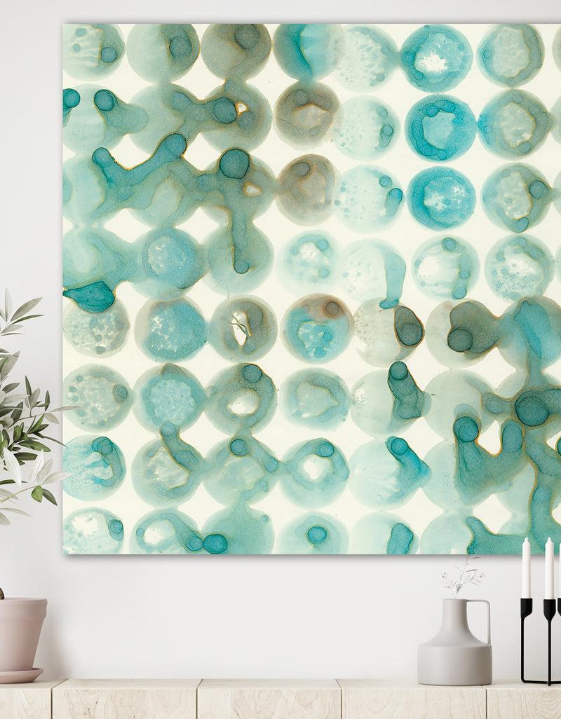 DesignQ Turquoise Watercolor geometrical I - Modern & Transitional Canvas Art