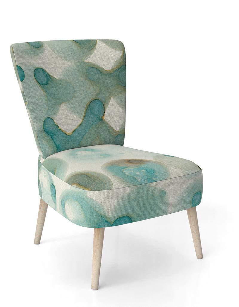 DesignQ Turquoise Watercolor Geometrical I - Upholstered Modern Accent Chair