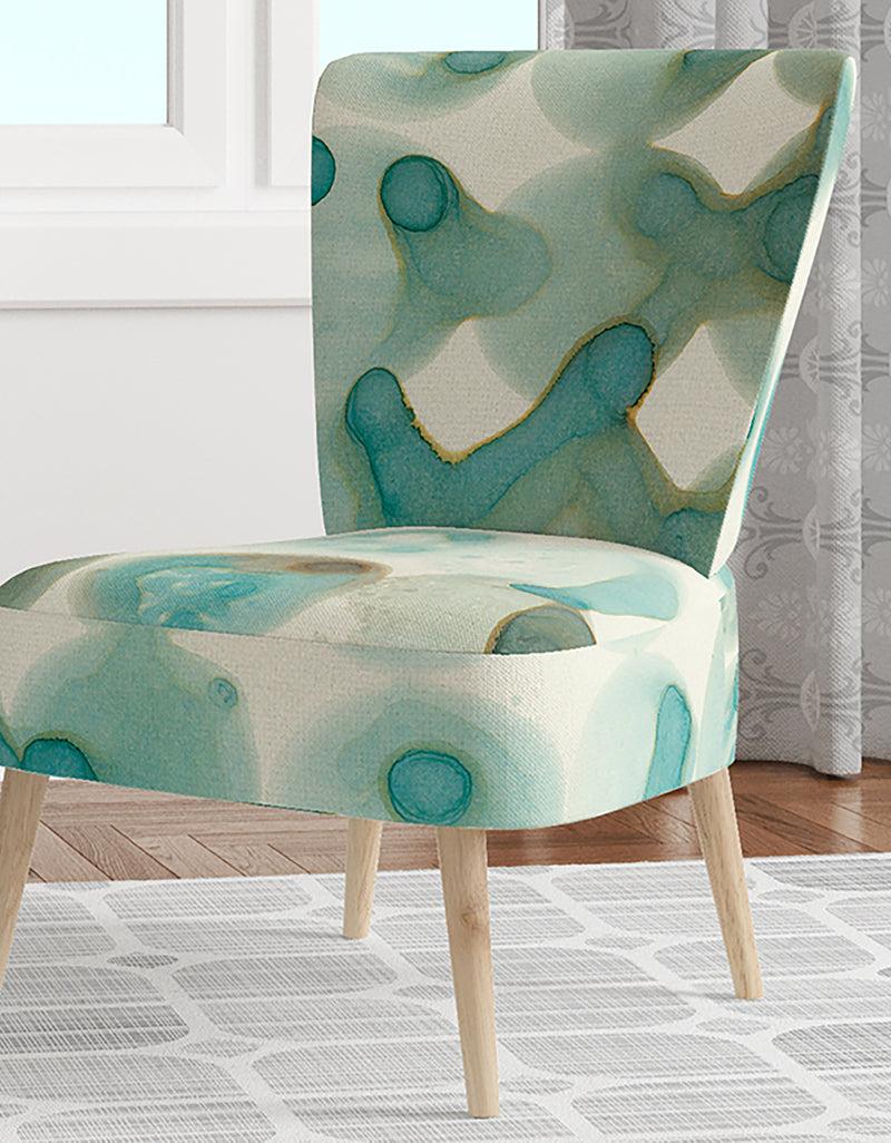 DesignQ Turquoise Watercolor Geometrical I - Upholstered Modern Accent Chair