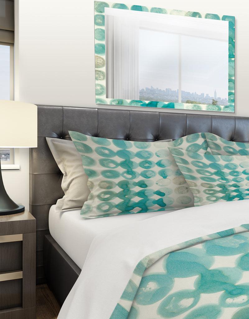 DesignQ Turquoise Watercolor Geometrical II - Geometric Duvet Cover Set