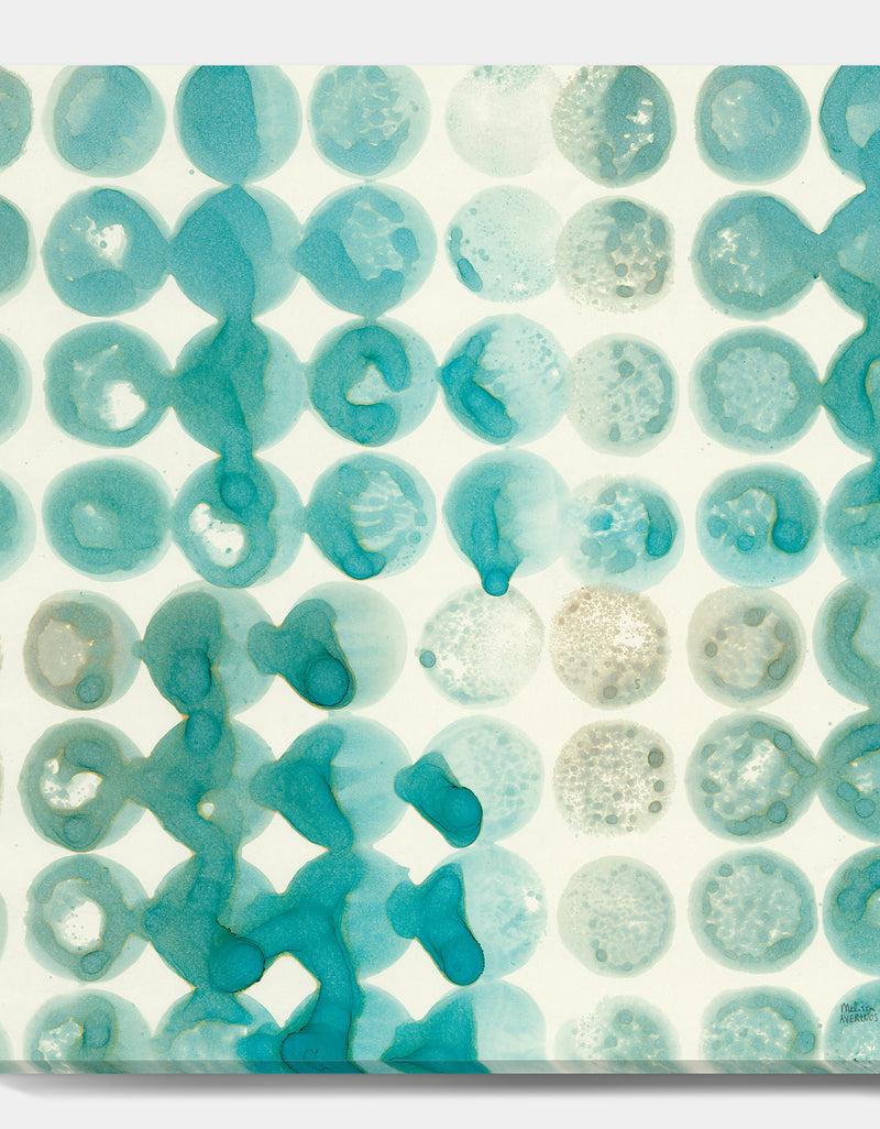 DesignQ Turquoise Watercolor Geometrical II - Modern & Transitional Premium Canvas Wall Art