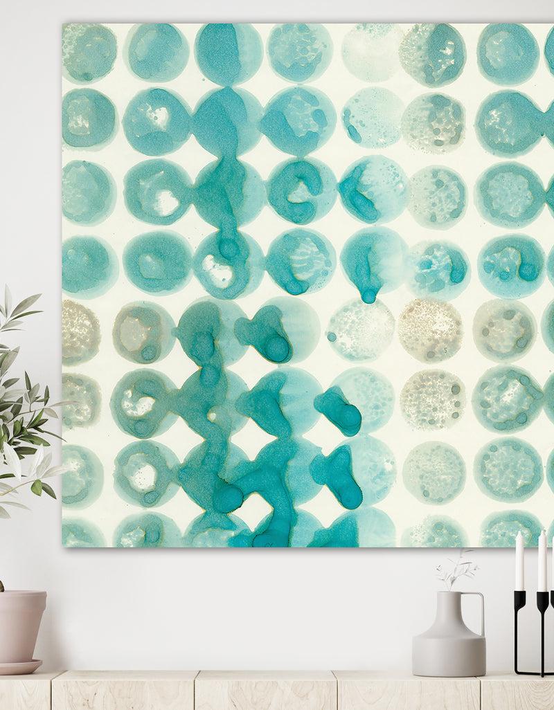 DesignQ Turquoise Watercolor geometrical II - Modern & Transitional Premium Canvas Wall Art