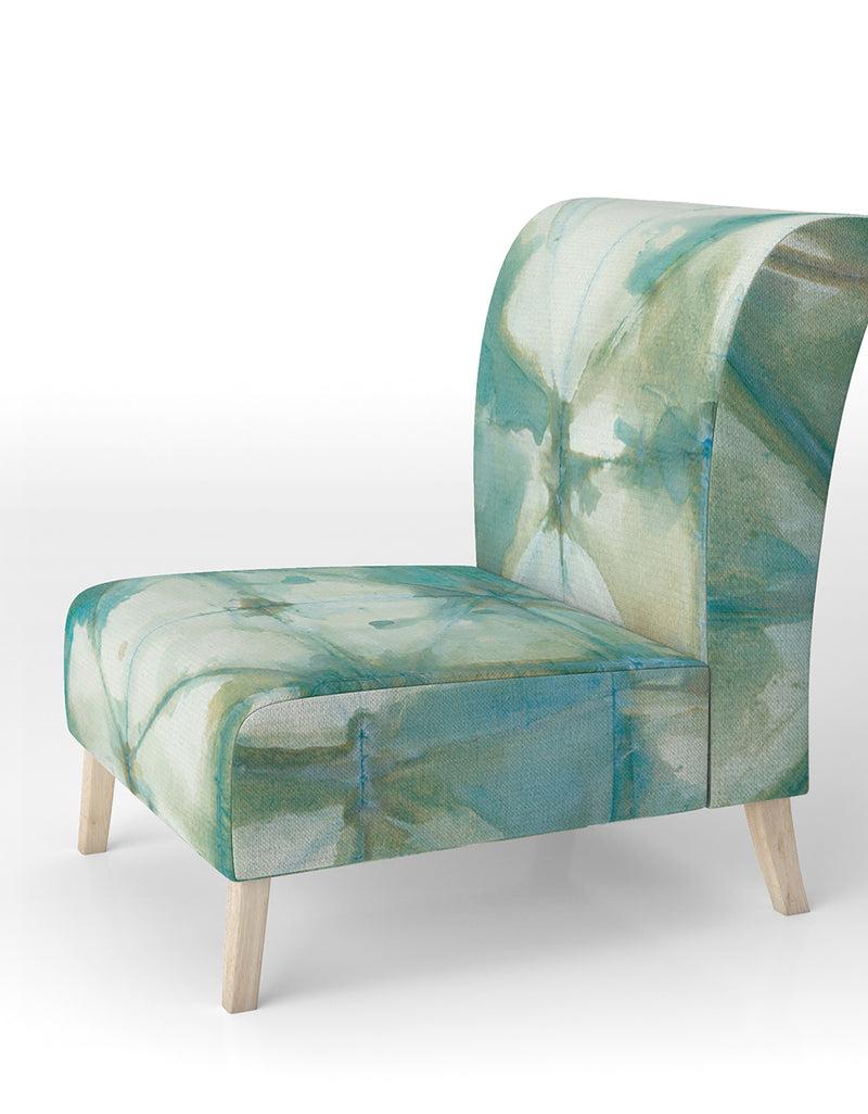 DesignQ Turquoise Watercolor Geometrical III - Upholstered Modern Accent Chair