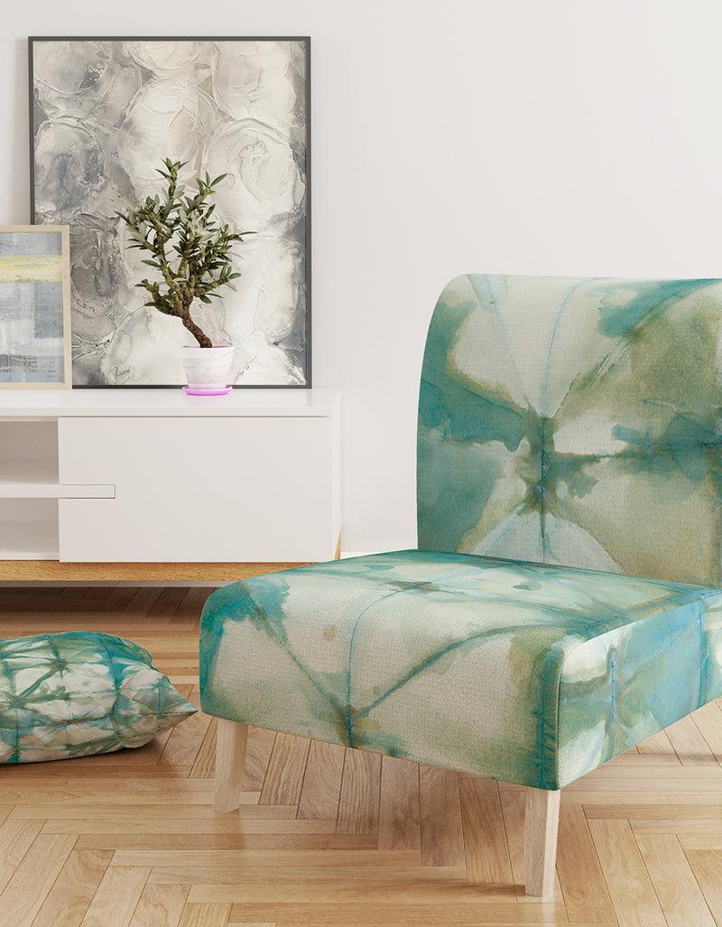 DesignQ Turquoise Watercolor Geometrical III - Upholstered Modern Accent Chair