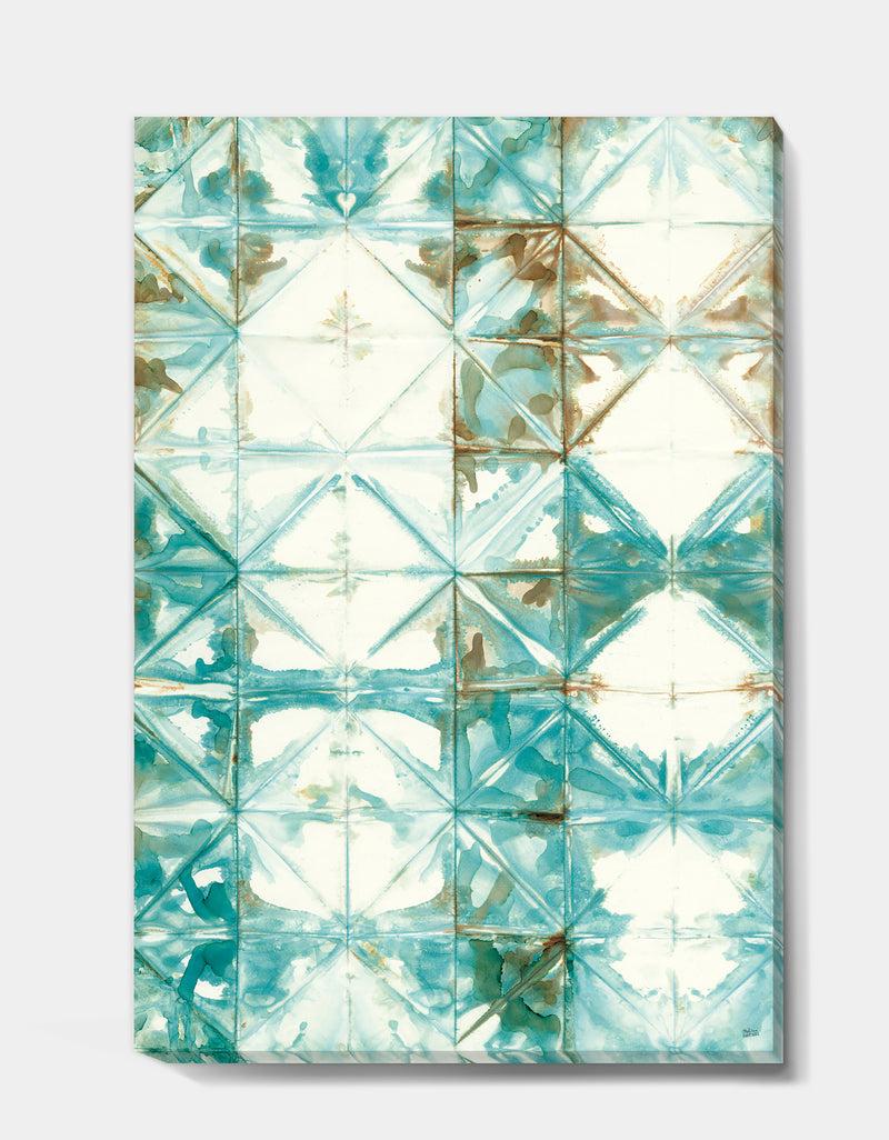 DesignQ Turquoise Watercolor Geometrical IV - Modern & Transitional Canvas Artwork