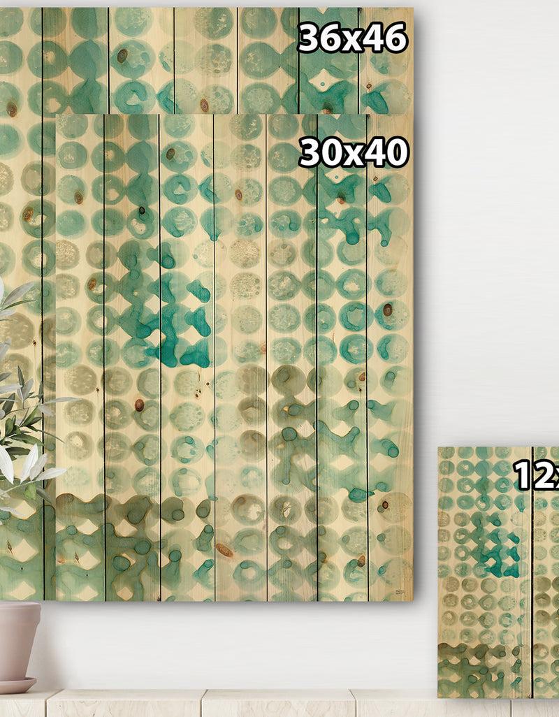 DesignQ Turquoise Watercolor Geometrical V - Modern & Transitional Print On Natural Pine Wood