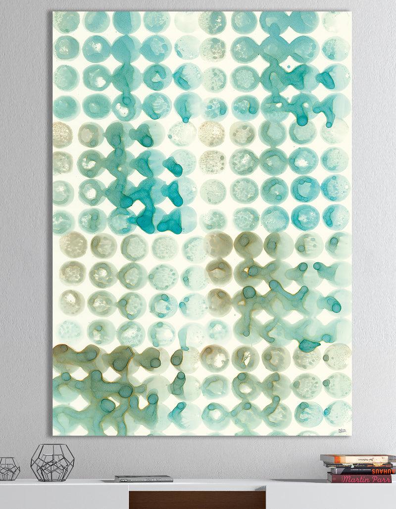 DesignQ Turquoise Watercolor geometrical V - Modern & Transitional Canvas Art