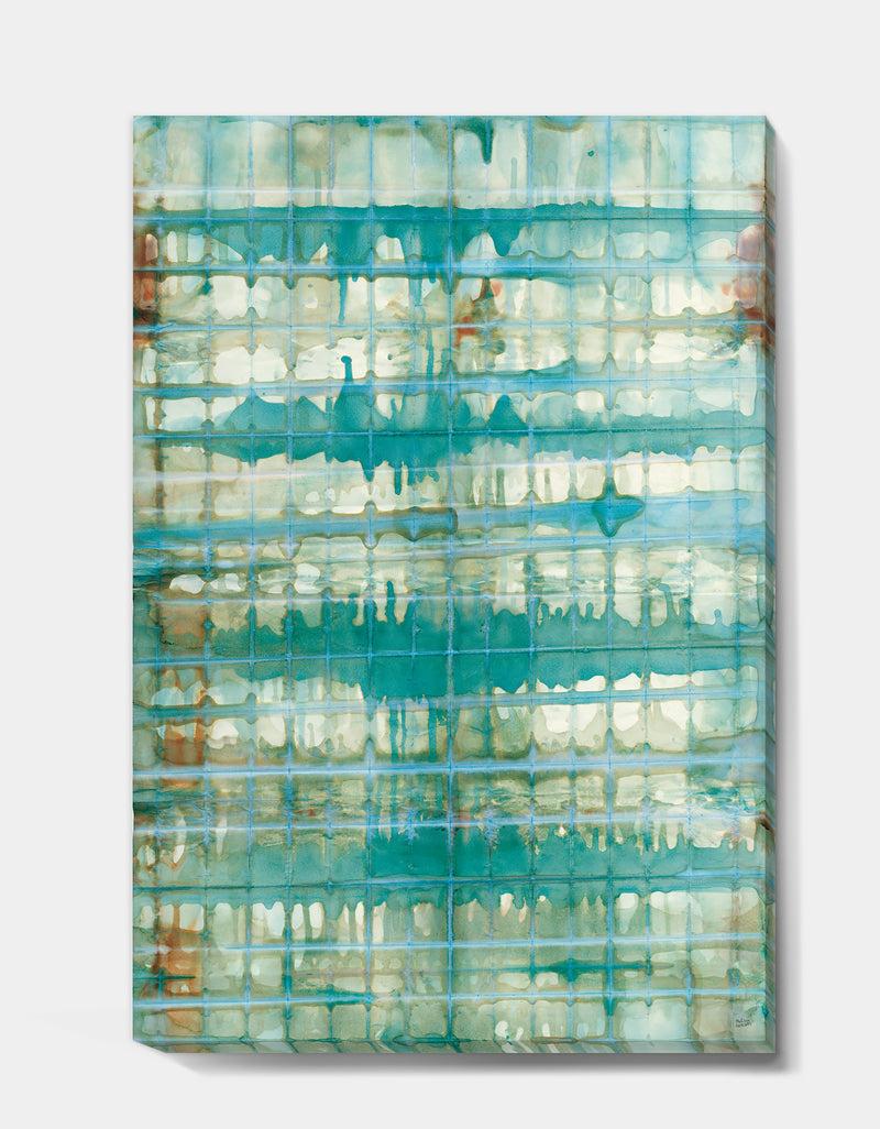 DesignQ Turquoise Watercolor Geometrical VIII - Modern & Transitional Canvas Artwork