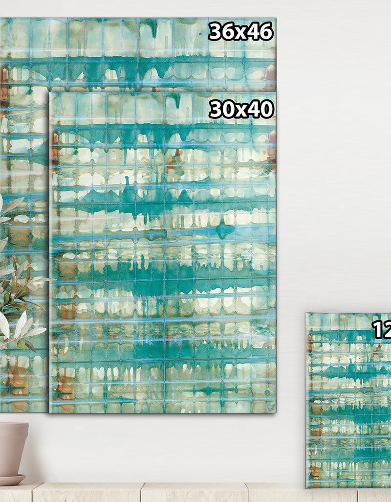 DesignQ Turquoise Watercolor Geometrical VIII - Modern & Transitional Canvas Artwork