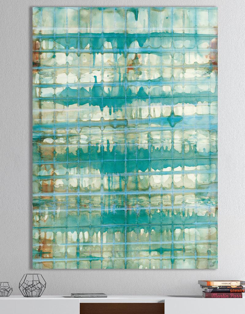 DesignQ Turquoise Watercolor geometrical VIII - Modern & Transitional Canvas Artwork