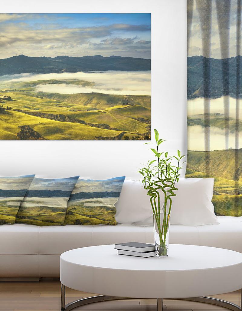 DesignQ Tuscany Farmland and Green Fields - Oversized Landscape Wall Art Print
