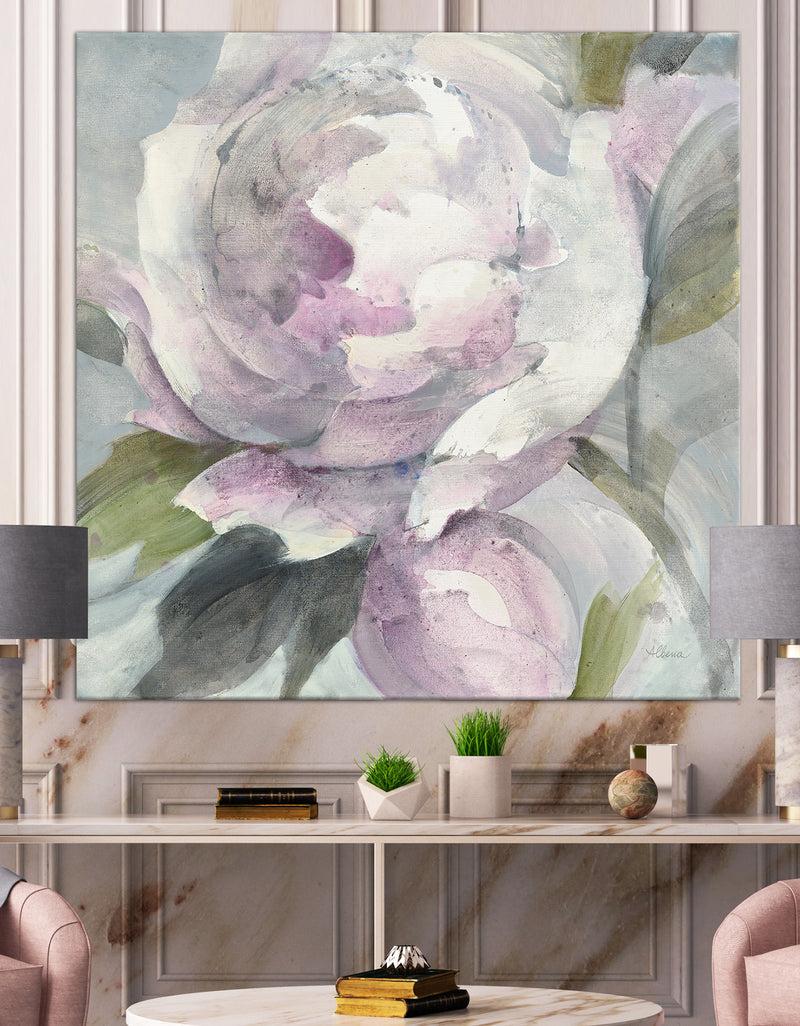 DesignQ Twilight Peony - Shabby Chic Gallery-wrapped Canvas