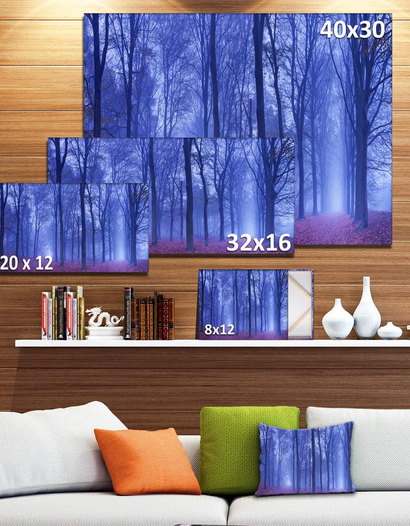 DesignQ Two Paths In Foggy Blue Forest - Landscape Large Canvas Art Print