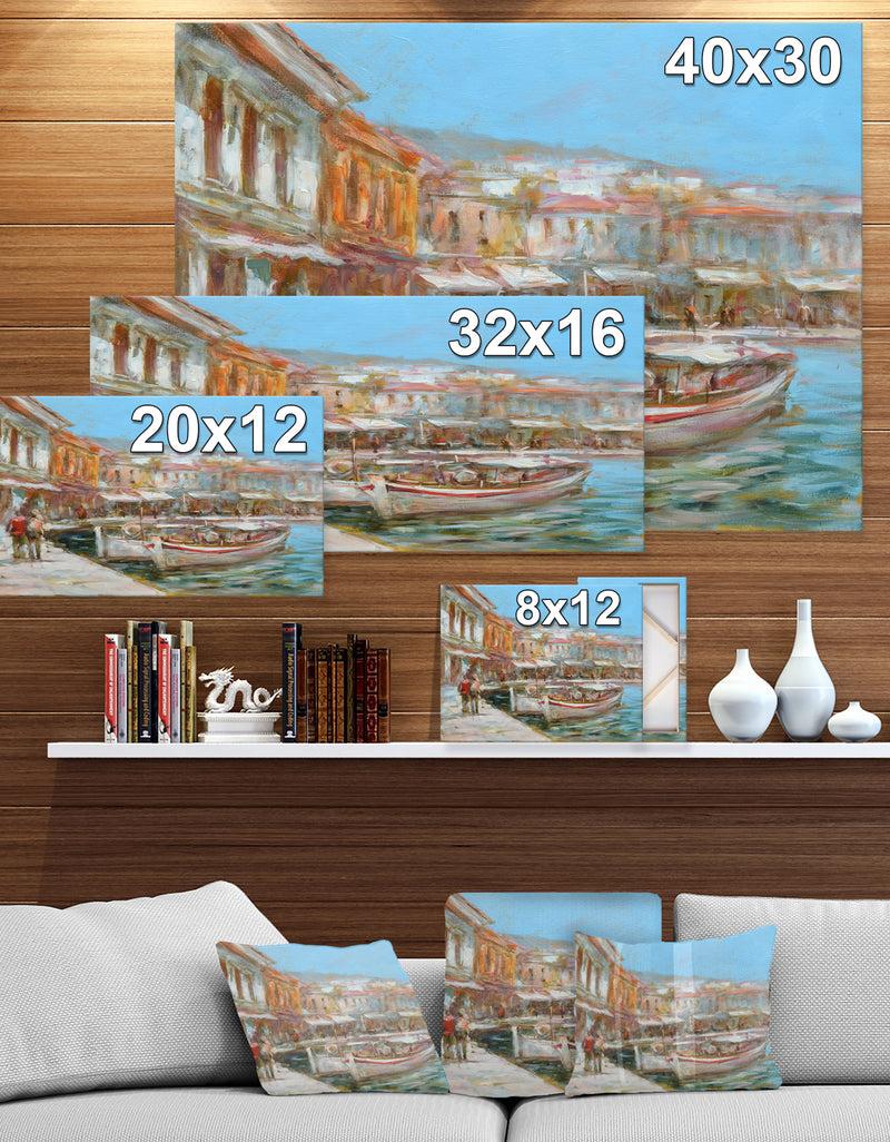 DesignQ Two Vintage Fishing Boat - Sea & Shore Painting Print On Wrapped Canvas