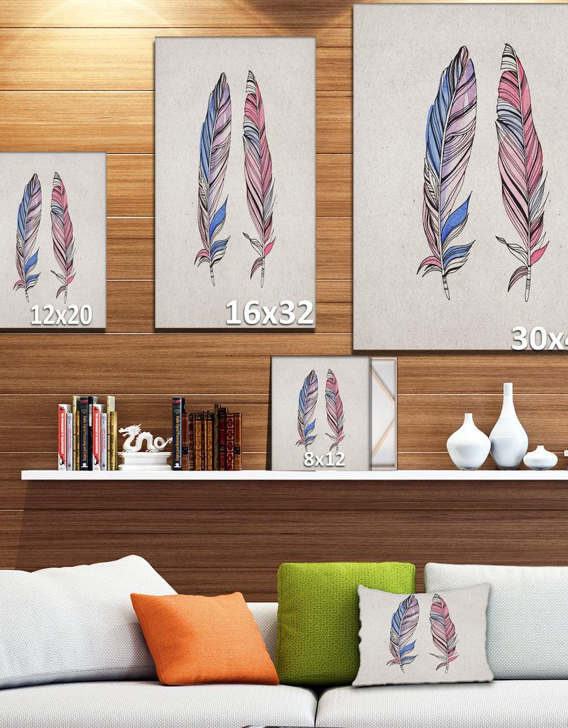 DesignQ Two Vintage Shabby Feather - Animals Painting Print On Wrapped Canvas