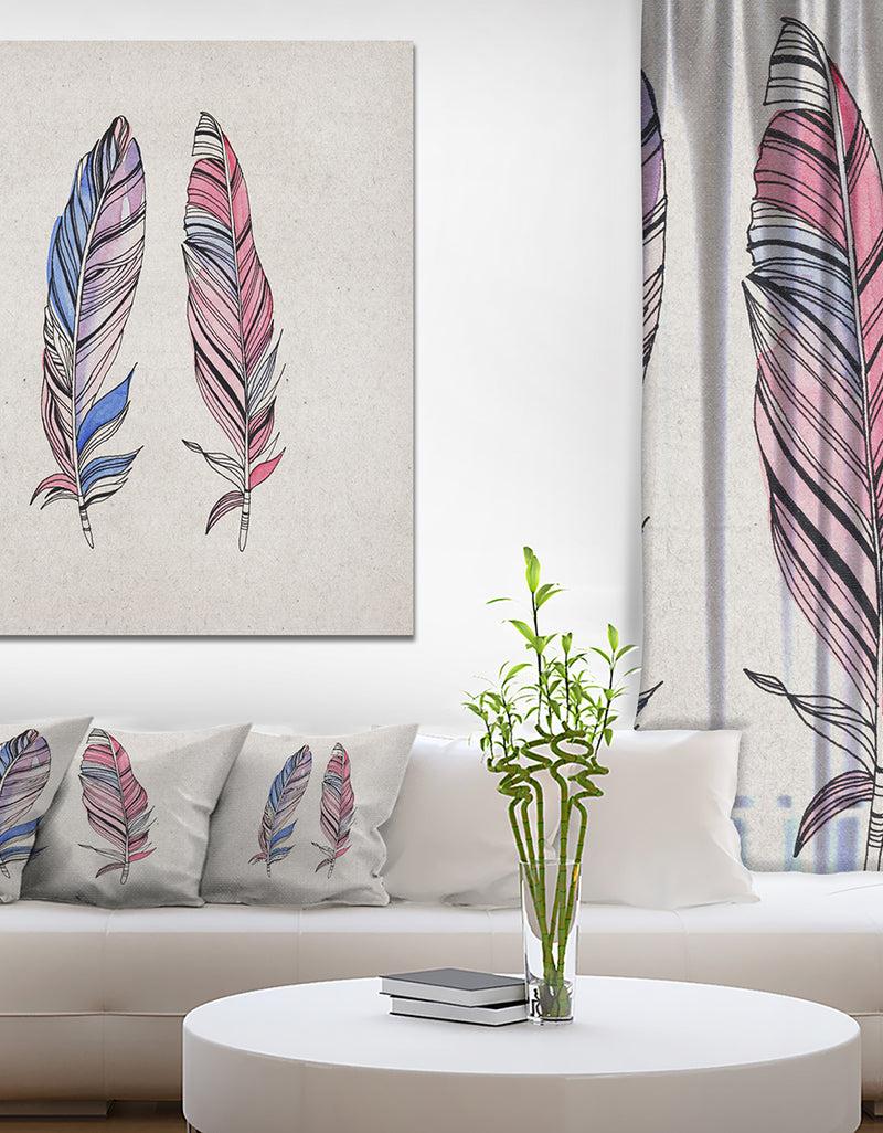 DesignQ Two Vintage Shabby Feather - Animals Painting Print on Wrapped Canvas