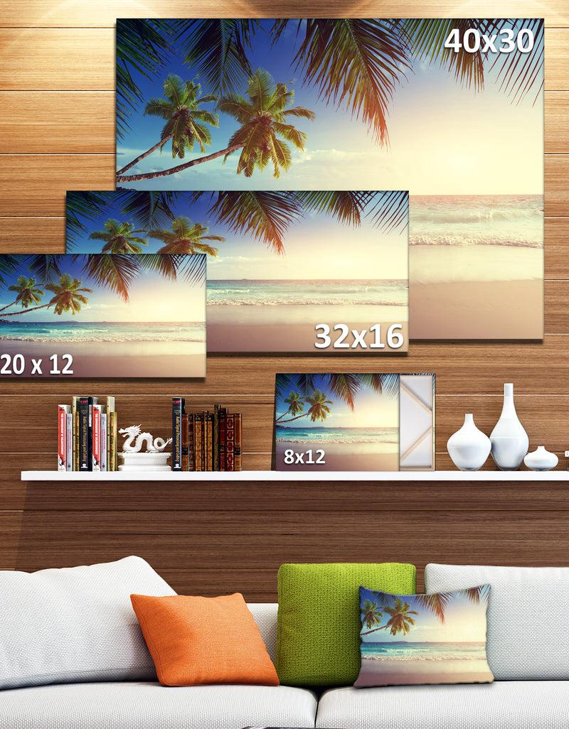 DesignQ Typical Sunset On Seychelles Beach - Extra Large Seascape Art Canvas