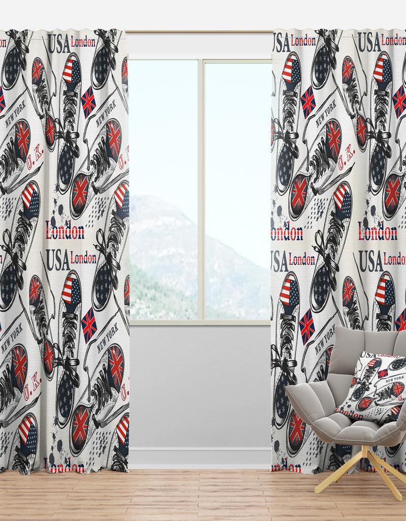 DesignQ Uk Londen Usa New York Sneakers - Modern & Contemporary Curtain Panels