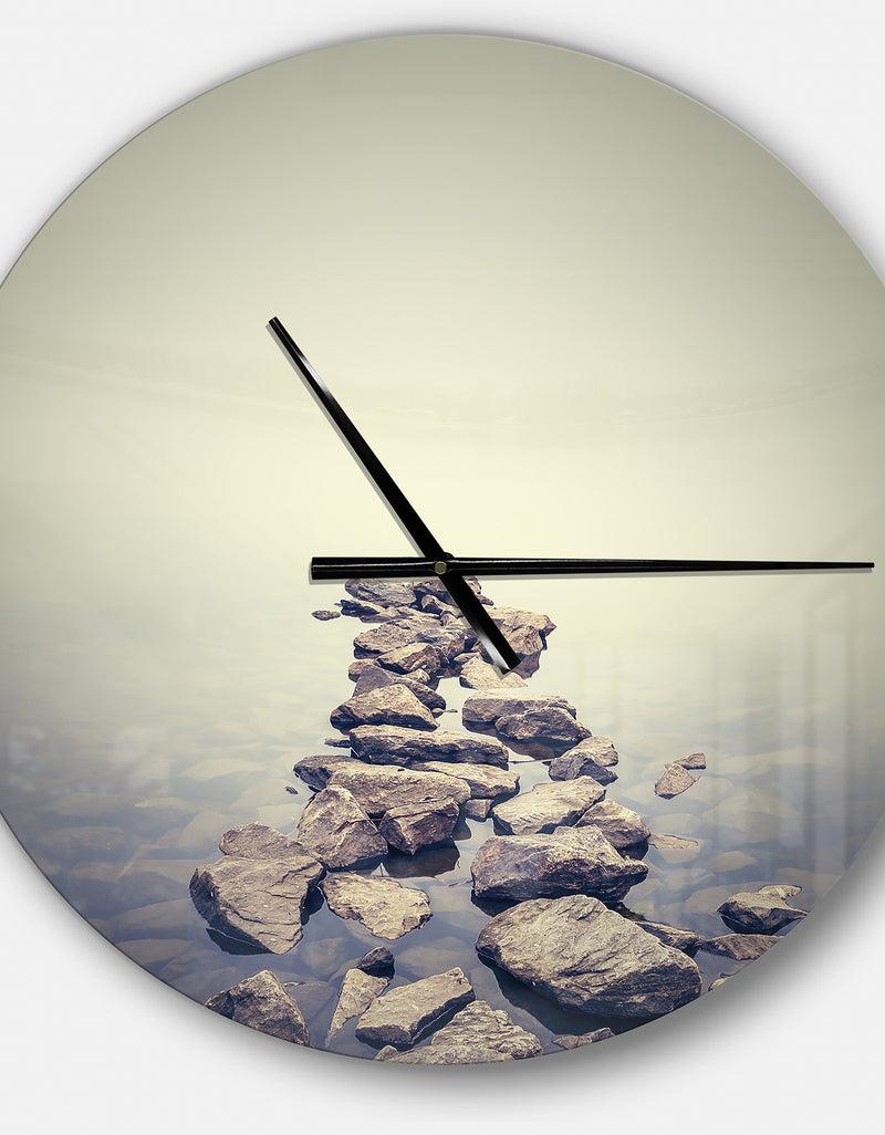 DesignQ Ukraine Minimalist Misty Landscape - Oversized Coastal Wall CLock