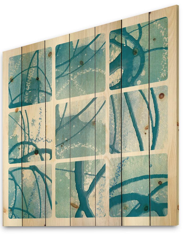 DesignQ Underwater Collage - Modern & Transitional Print On Natural Pine Wood