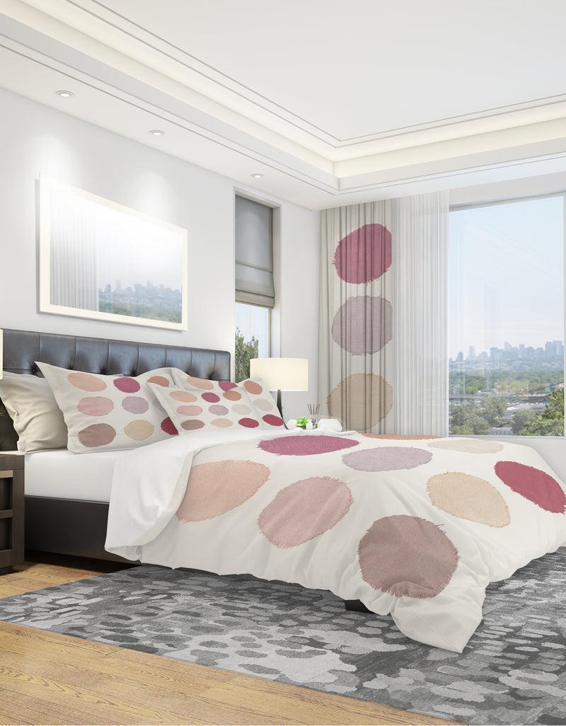 DesignQ Unique Beige Circle Designs - Geometric Duvet Cover Set