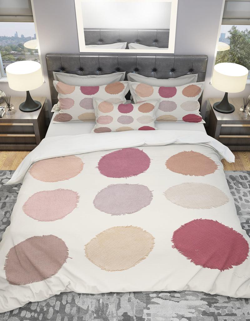 DesignQ Unique Beige Circle Designs - Geometric Duvet Cover Set