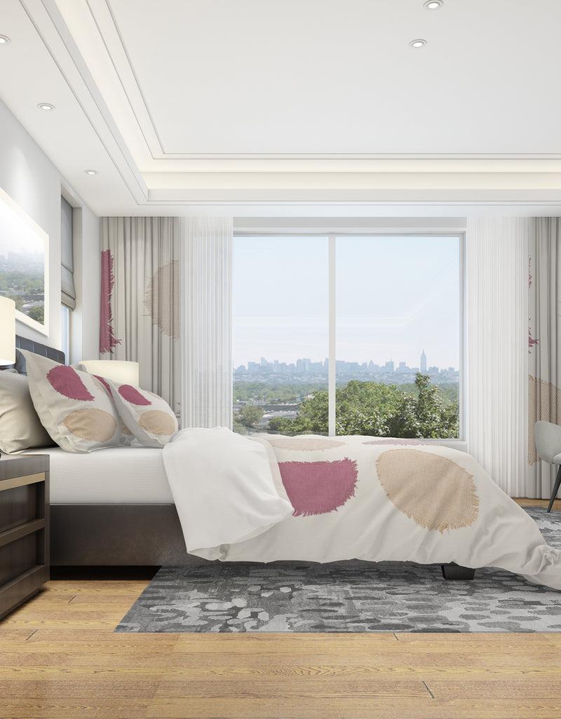 DesignQ Unique Beige Circle Designs II - Geometric Duvet Cover Set