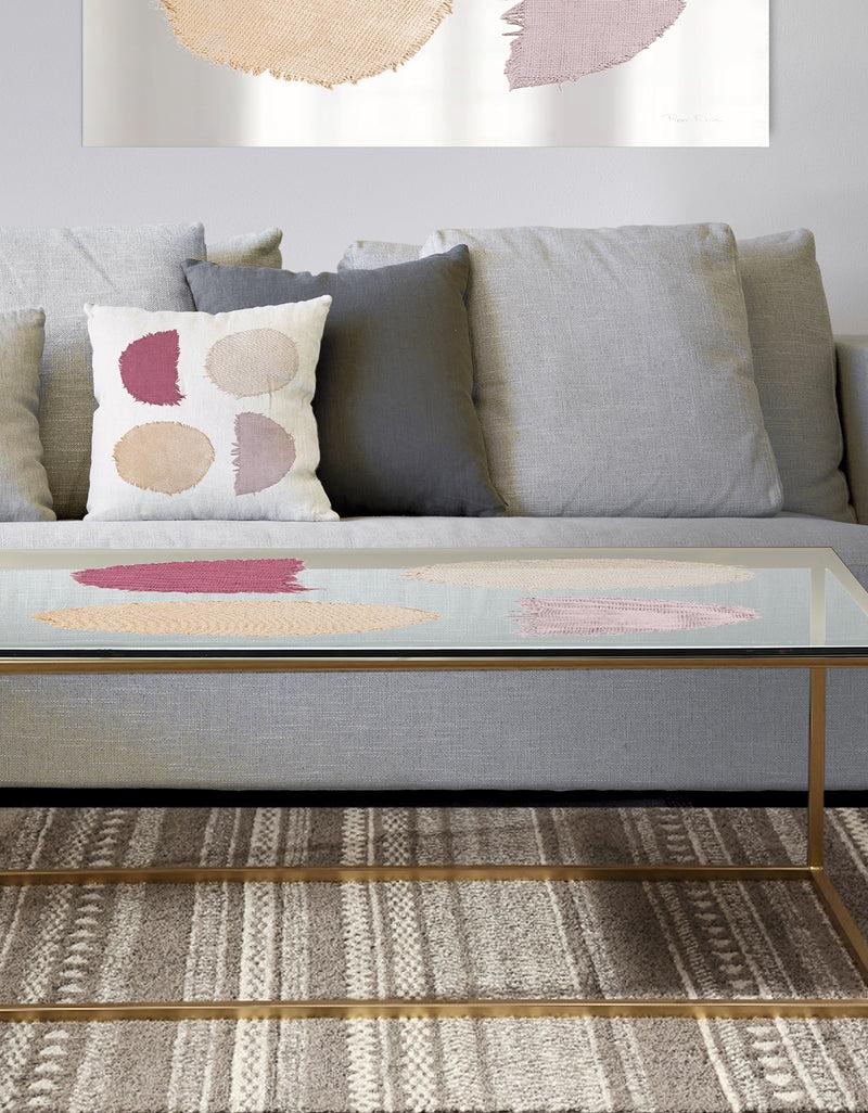 DesignQ Unique Beige Circle Designs II - Metal Transitional Coffee Table
