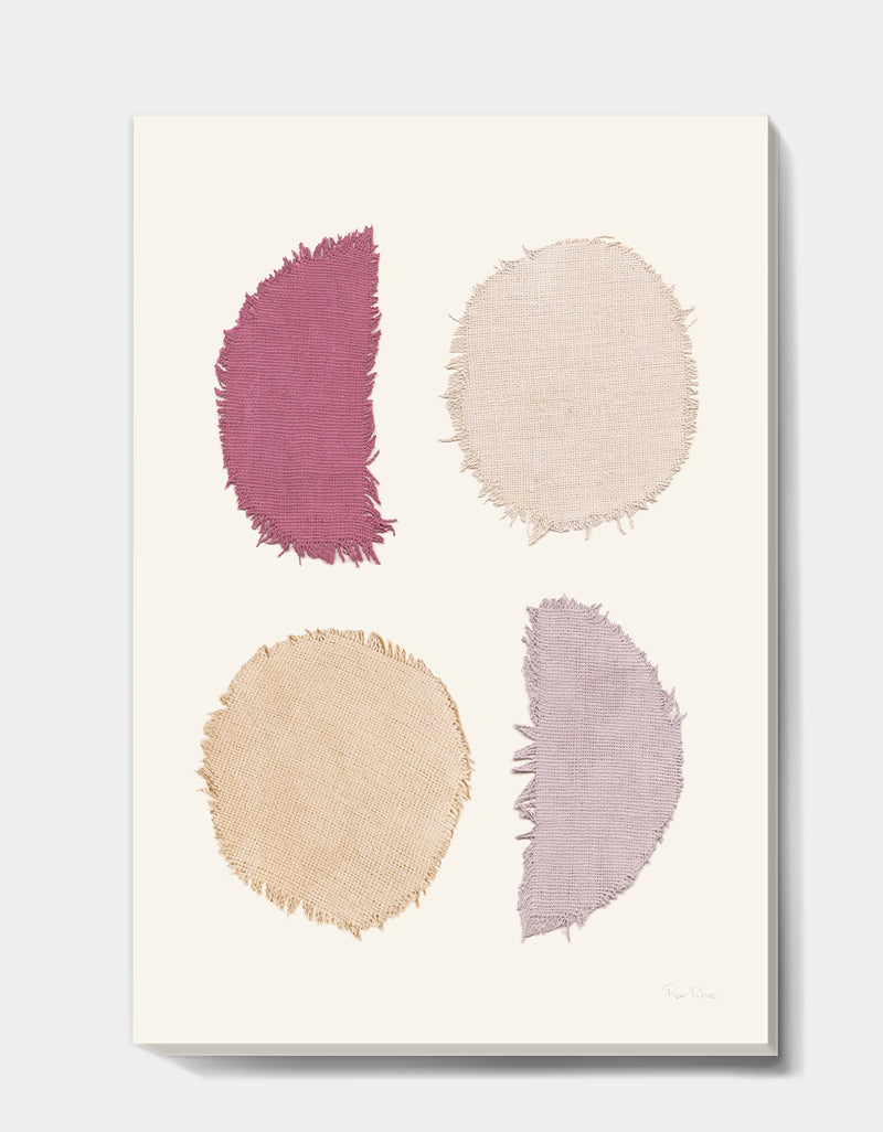 DesignQ Unique Beige Circle Designs II - Modern Transitional Canvas Artwork