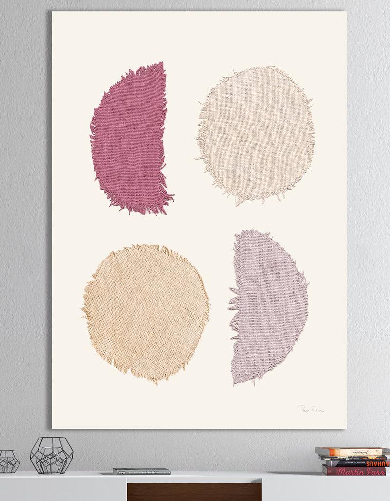 DesignQ Unique Beige Circle Designs II - Modern Transitional Canvas Artwork