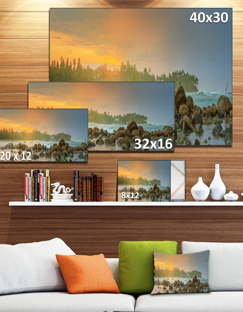 DesignQ Untouched Tropical Beach Panorama - Extra Large Landscape Canvas Art Print